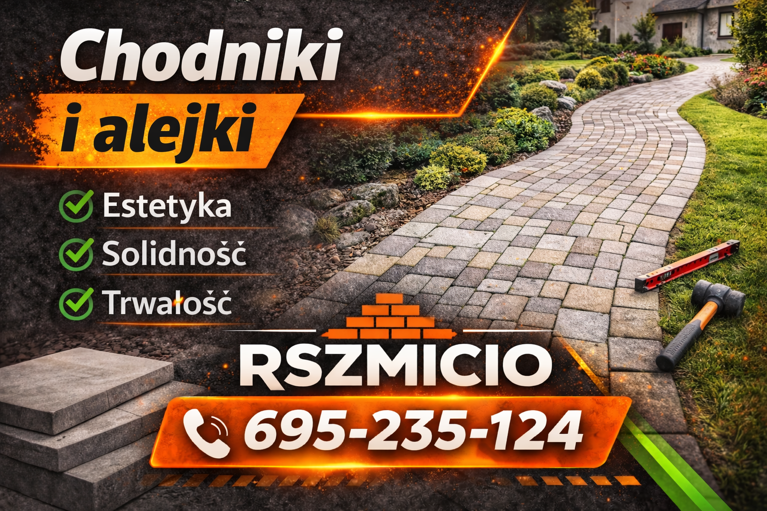 Chodniki i alejki z kostki brukowej w ogrodzie – estetyczne usługi brukarskie Bobrowniki wykonywane przez RSZMICIO.