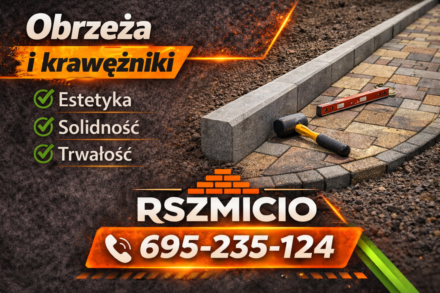 Obrzeża i krawężniki betonowe stabilizujące nawierzchnię – solidne usługi brukarskie Bobrowniki wykonywane przez RSZMICIO.