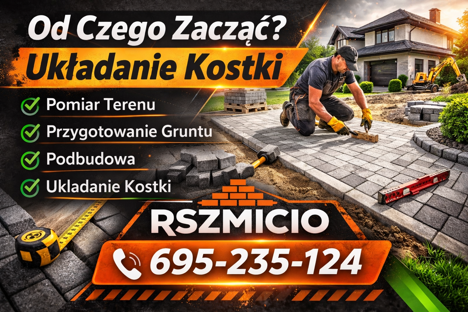 Od czego zacząć układanie kostki brukowej – przygotowanie terenu i podbudowy w ramach usługi brukarskie Bobrowniki realizowane przez RSZMICIO.