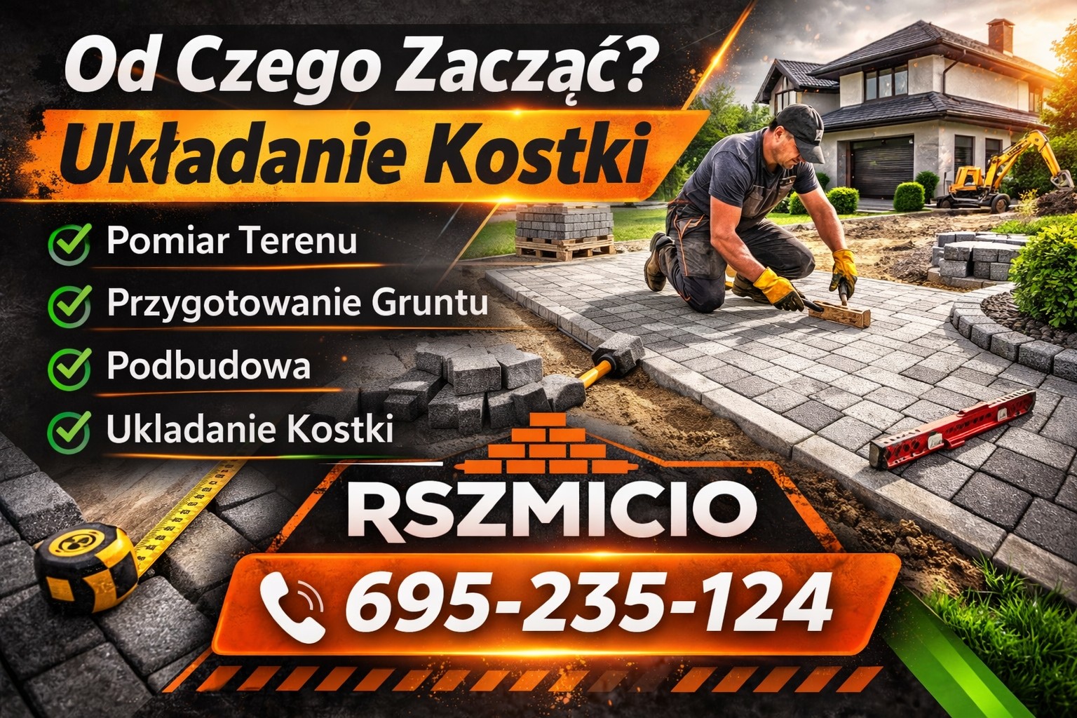 Od czego zacząć układanie kostki brukowej - przygotowanie terenu i podbudowy w ramach usługi brukarskie Bobrowniki realizowane przez RSZMICIO.