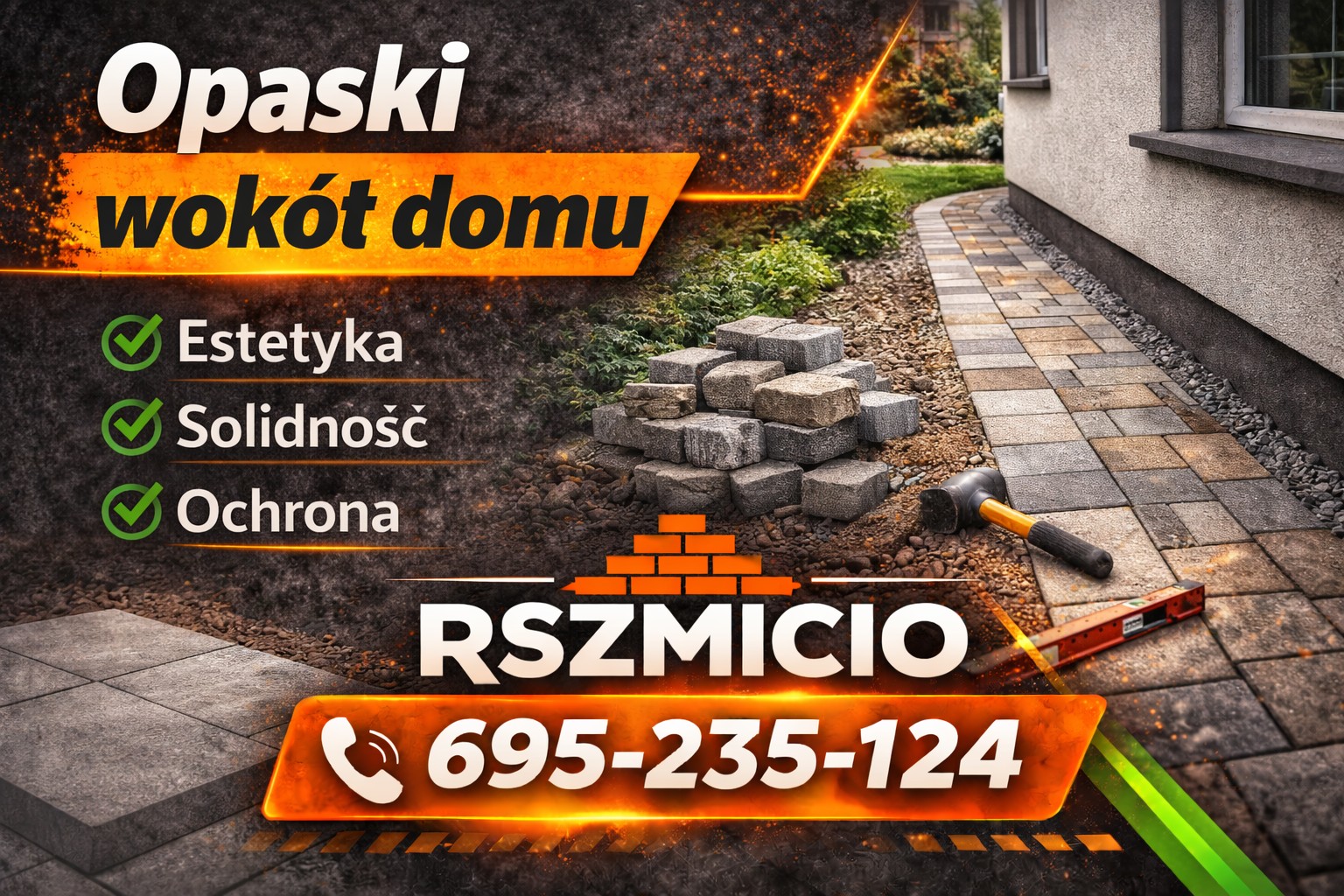 Opaska wokół domu z kostki brukowej zabezpieczająca fundament – solidne usługi brukarskie Bobrowniki realizowane przez RSZMICIO.