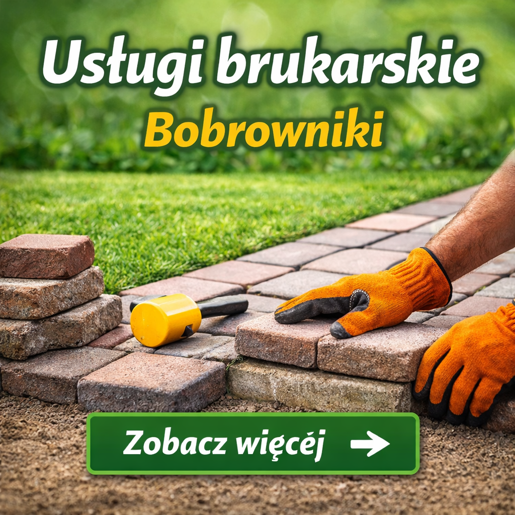 Usługi brukarskie Bobrowniki oraz wymarzony trawnik – układanie kostki brukowej przy trawniku, profesjonalne wykonanie podjazdu i ścieżki ogrodowej.